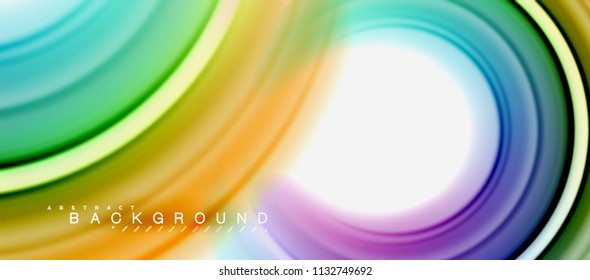 Rainbow fluid abstract swirl shape, twisted liquid colors design, colorful marble or plastic wavy texture background, multicolored template for business or technology presentation or web brochure