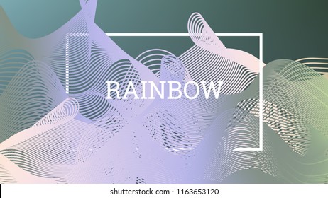 Rainbow fluid background. Iridescent moder design. Music multicolor poster. Rainbow stripe Wave liquid pattern. Organic gradient shape. Summer vivid colors frame design. Rainbow happy love background.