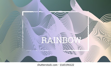 Rainbow fluid background. Iridescent moder design. Music multicolor poster. Rainbow stripe Wave liquid pattern. Organic gradient shape. Summer vivid colors frame design. Rainbow happy love background.