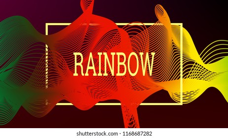 Rainbow fluid background. Iridescent moder design. Music multicolor poster. Rainbow stripe Wave liquid pattern. Organic gradient shape. Summer vivid colors frame design. Rainbow happy love background.
