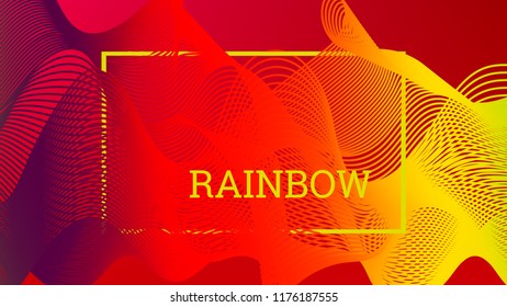 Rainbow fluid background. Iridescent moder design. Music multicolor poster. Rainbow stripe Wave liquid pattern. Organic gradient shape. Summer vivid colors frame design. Rainbow happy love background.