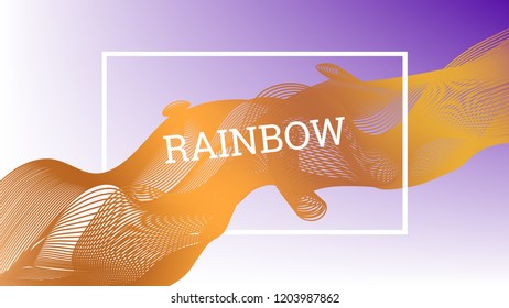 Rainbow fluid background. Iridescent moder design. Music multicolor poster. Rainbow stripe Wave liquid pattern. Organic gradient shape. Summer vivid colors frame design. Rainbow happy love background.