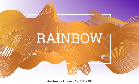 Rainbow fluid background. Iridescent moder design. Music multicolor poster. Rainbow stripe Wave liquid pattern. Organic gradient shape. Summer vivid colors frame design. Rainbow happy love background.