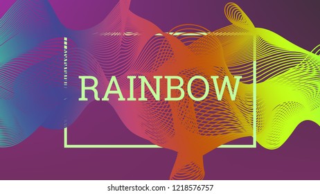 Rainbow fluid background. Iridescent moder design. Music multicolor poster. Rainbow stripe Wave liquid pattern. Organic gradient shape. Summer vivid colors frame design. Rainbow happy love background.