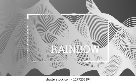 Rainbow fluid background. Iridescent modern design. Music multicolor poster. Rainbow stripe Wave liquid pattern. Organic gradient shape. Summer vivid colors frame design. Rainbow amplitude background.