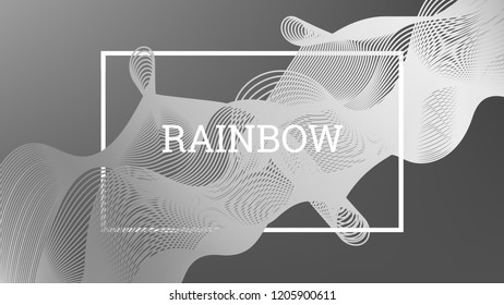 Rainbow fluid background. Iridescent modern design. Music multicolor poster. Rainbow stripe Wave liquid pattern. Organic gradient shape. Summer vivid colors frame design. Rainbow amplitude background.