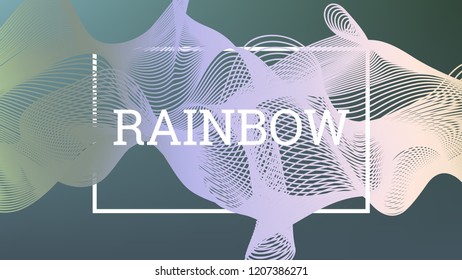 Rainbow fluid background. Iridescent modern design. Music multicolor poster. Rainbow stripe Wave liquid pattern. Organic gradient shape. Summer vivid colors frame design. 