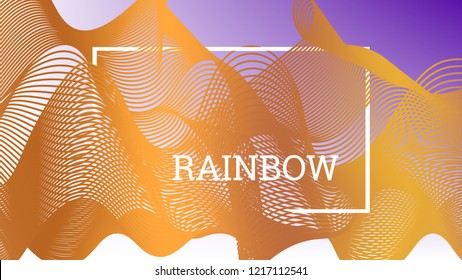 Rainbow fluid background. Iridescent modern design. Music multicolor poster. Rainbow stripe Wave liquid pattern. Organic gradient shape. Summer vivid colors frame design. Rainbow amplitude background.