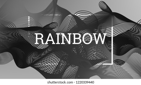 Rainbow fluid background. Iridescent modern design. Music multicolor poster. Rainbow stripe Wave liquid pattern. Organic gradient shape. Summer vivid colors frame design. Rainbow amplitude background.