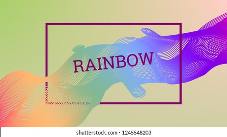 Rainbow fluid background. Iridescent modern design. Music multicolor poster. Rainbow stripe Wave liquid pattern