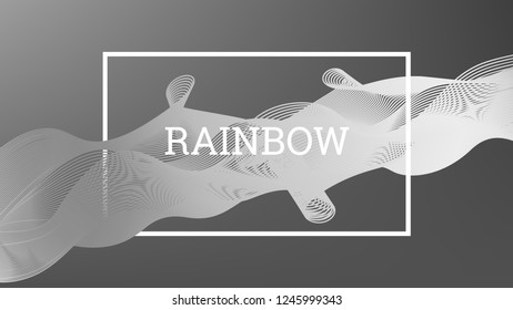 Rainbow fluid background. Iridescent modern design. Music multicolor poster. Rainbow stripe Wave liquid pattern. Organic gradient shape. Summer vivid colors frame design. Rainbow amplitude background.