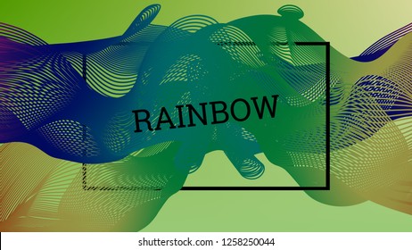 Rainbow fluid background. Iridescent modern design. Music multicolor poster. Rainbow stripe Wave liquid pattern. Organic gradient shape.