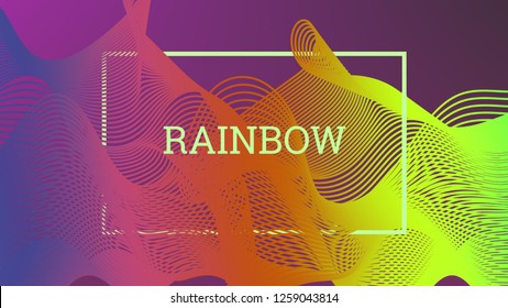 Rainbow fluid background. Iridescent modern design. Music multicolor poster. Rainbow stripe Wave liquid pattern.