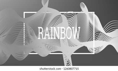 Rainbow fluid background. Iridescent modern design. Music multicolor poster. Rainbow stripe Wave liquid pattern. Organic gradient shape. Summer vivid colors frame design. Rainbow amplitude background.