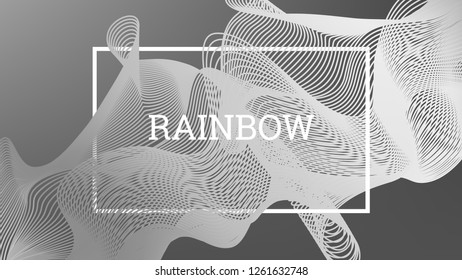 Rainbow fluid background. Iridescent modern design. Music multicolor poster. Rainbow stripe Wave liquid pattern. Organic gradient shape. Summer vivid colors frame design. Rainbow amplitude background.