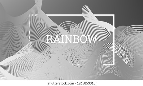 Rainbow fluid background. Iridescent modern design. Music multicolor poster. Rainbow stripe Wave liquid pattern. Organic gradient shape. Summer vivid colors frame design. Rainbow amplitude background.