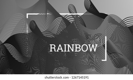 Rainbow fluid background. Iridescent modern design. Music multicolor poster. Rainbow stripe Wave liquid pattern. Organic gradient shape. Summer vivid colors frame design. Rainbow amplitude background.