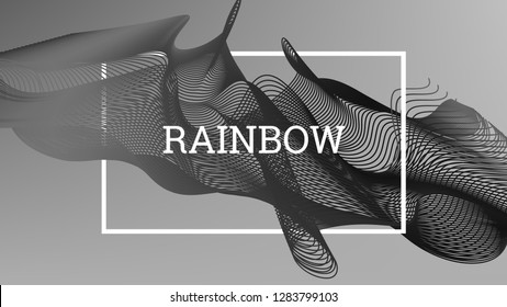 Rainbow fluid background. Iridescent modern design. Music multicolor poster. Rainbow stripe Wave liquid pattern. Organic gradient shape. Summer vivid colors frame design. Rainbow amplitude background.
