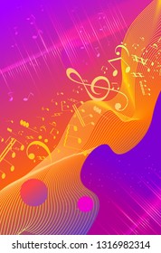 Rainbow fluid background. Iridescent modern design. Music multicolor poster. Rainbow stripe Wave liquid pattern. Organic gradient shape. Summer vivid colors frame design. Rainbow amplitude background.