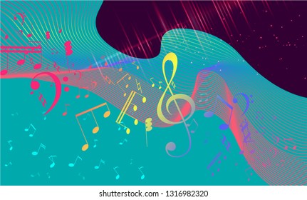 Rainbow fluid background. Iridescent modern design. Music multicolor poster. Rainbow stripe Wave liquid pattern. Organic gradient shape. Summer vivid colors frame design. Rainbow amplitude background.