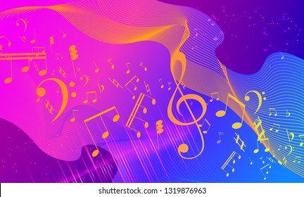 Rainbow fluid background. Iridescent modern design. Music multicolor poster. Rainbow stripe Wave liquid pattern. Organic gradient shape. Summer vivid colors frame design. Rainbow amplitude background.