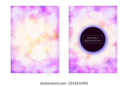 Rainbow Fluid. Blue Soft Design. Shiny Multicolor Magazine. Summer Flyer. Hipster Background. Vibrant Dots. Round Concept. Abstract Shape. Purple Rainbow Fluid