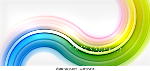 Rainbow fluid color line abstract background - swirl and circles, twisted liquid colours design, colorful marble or plastic wavy texture backdrop, multicolored template for business or technology