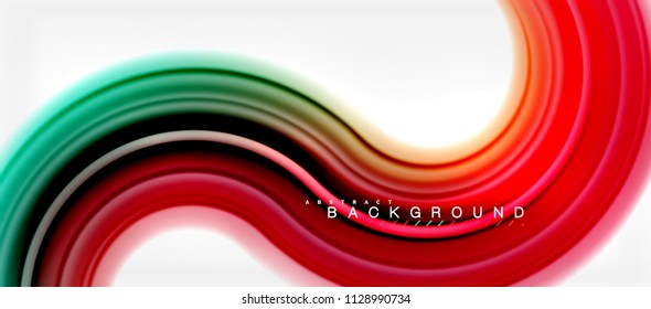 Rainbow fluid color line abstract background - swirl and circles, twisted liquid colours design, colorful marble or plastic wavy texture backdrop, multicolored template for business or technology