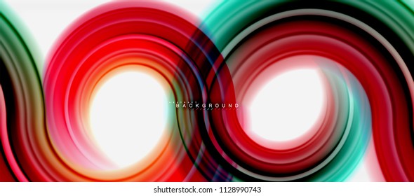 Rainbow fluid color line abstract background - swirl and circles, twisted liquid colours design, colorful marble or plastic wavy texture backdrop, multicolored template for business or technology
