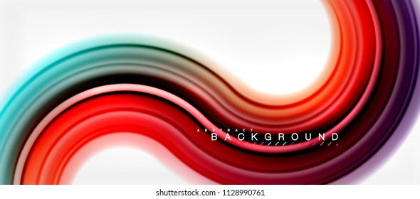Rainbow fluid color line abstract background - swirl and circles, twisted liquid colours design, colorful marble or plastic wavy texture backdrop, multicolored template for business or technology