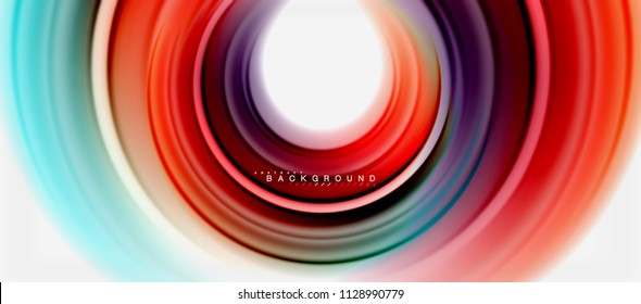 Fondo abstracto de la línea de color del fluido arcoiris - giratorio y círculos, diseño de colores líquidos retorcidos, fondo de textura ondulada de mármol colorido o plástico, plantilla multicolor para empresas o tecnología