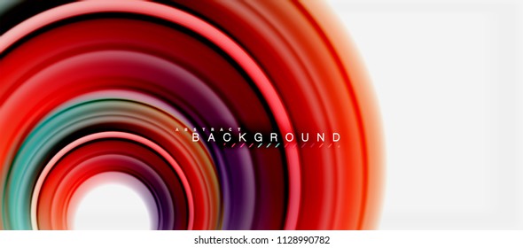Fondo abstracto de la línea de color del fluido arcoiris - giratorio y círculos, diseño de colores líquidos retorcidos, fondo de textura ondulada de mármol colorido o plástico, plantilla multicolor para empresas o tecnología
