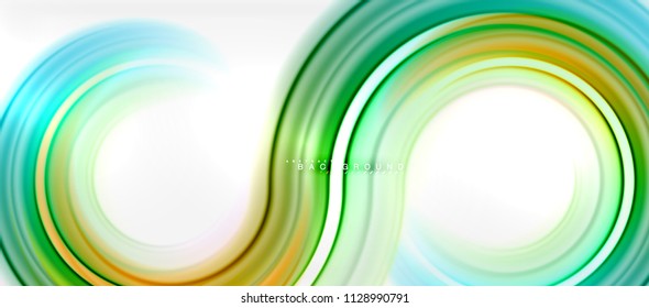 Rainbow fluid color line abstract background - swirl and circles, twisted liquid colours design, colorful marble or plastic wavy texture backdrop, multicolored template for business or technology