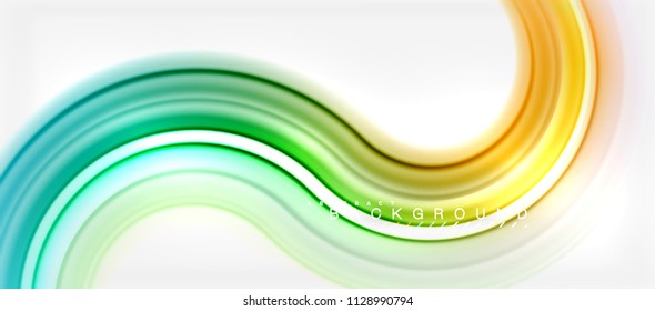 Rainbow fluid color line abstract background - swirl and circles, twisted liquid colours design, colorful marble or plastic wavy texture backdrop, multicolored template for business or technology