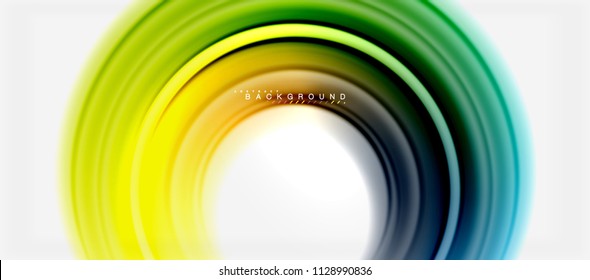 Rainbow fluid color line abstract background - swirl and circles, twisted liquid colours design, colorful marble or plastic wavy texture backdrop, multicolored template for business or technology