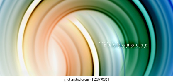 Rainbow fluid color line abstract background - swirl and circles, twisted liquid colours design, colorful marble or plastic wavy texture backdrop, multicolored template for business or technology