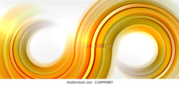 Abstrakter Hintergrund mit abstrakter Regenbogenflüssigkeit - wirbelnde und runde Bereiche, Design von verdrillten flüssigen Farben, bunter Marmor- oder Kunststoffhintergrund, mehrfarbige Vorlage für Unternehmen oder Technologien