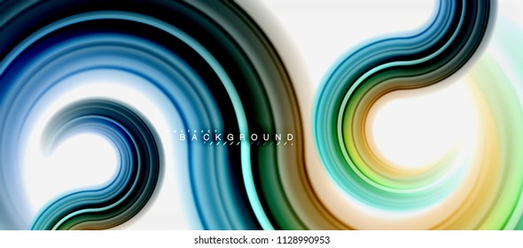Rainbow fluid color line abstract background - swirl and circles, twisted liquid colours design, colorful marble or plastic wavy texture backdrop, multicolored template for business or technology