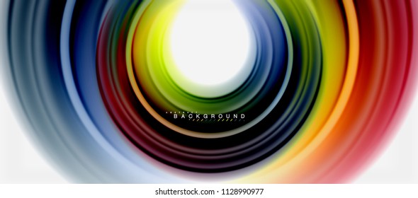 Rainbow fluid color line abstract background - swirl and circles, twisted liquid colours design, colorful marble or plastic wavy texture backdrop, multicolored template for business or technology
