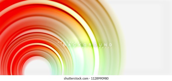 Fondo abstracto de la línea de color del fluido arcoiris - giratorio y círculos, diseño de colores líquidos retorcidos, fondo de textura ondulada de mármol colorido o plástico, plantilla multicolor para empresas o tecnología
