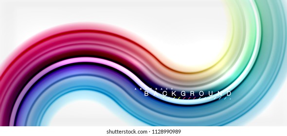 Rainbow fluid color line abstract background - swirl and circles, twisted liquid colours design, colorful marble or plastic wavy texture backdrop, multicolored template for business or technology