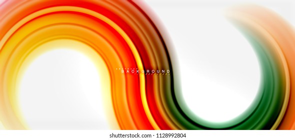 Rainbow fluid color line abstract background - swirl and circles, twisted liquid colours design, colorful marble or plastic wavy texture backdrop, multicolored template for business or technology