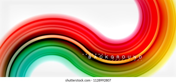Fondo abstracto de la línea de color del fluido arcoiris - giratorio y círculos, diseño de colores líquidos retorcidos, fondo de textura ondulada de mármol colorido o plástico, plantilla multicolor para empresas o tecnología