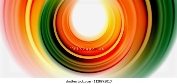 Rainbow fluid color line abstract background - swirl and circles, twisted liquid colours design, colorful marble or plastic wavy texture backdrop, multicolored template for business or technology