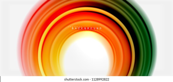 Fondo abstracto de la línea de color del fluido arcoiris - giratorio y círculos, diseño de colores líquidos retorcidos, fondo de textura ondulada de mármol colorido o plástico, plantilla multicolor para empresas o tecnología