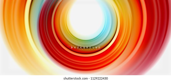 Rainbow fluid color line abstract background - swirl and circles, twisted liquid colours design, colorful marble or plastic wavy texture backdrop, multicolored template for business or technology
