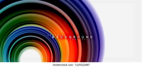 Rainbow fluid color line abstract background - swirl and circles, twisted liquid colours design, colorful marble or plastic wavy texture backdrop, multicolored template for business or technology