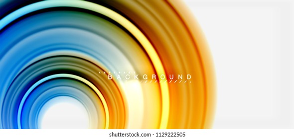 Rainbow fluid color line abstract background - swirl and circles, twisted liquid colours design, colorful marble or plastic wavy texture backdrop, multicolored template for business or technology