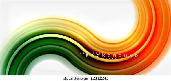 Rainbow fluid color line abstract background - swirl and circles, twisted liquid colours design, colorful marble or plastic wavy texture backdrop, multicolored template for business or technology
