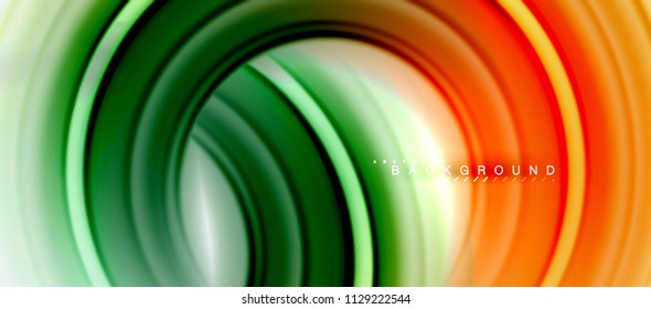 Fondo abstracto de la línea de color del fluido arcoiris - giratorio y círculos, diseño de colores líquidos retorcidos, fondo de textura ondulada de mármol colorido o plástico, plantilla multicolor para empresas o tecnología